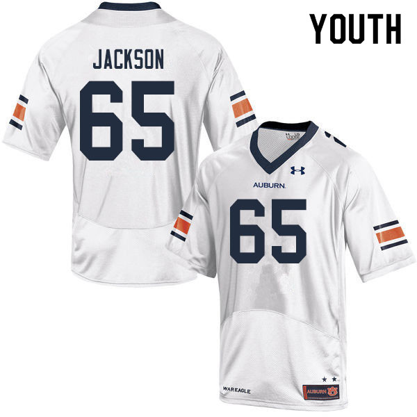 Youth Auburn Tigers #65 Alec Jackson White 2019 College Stitched Football Jersey